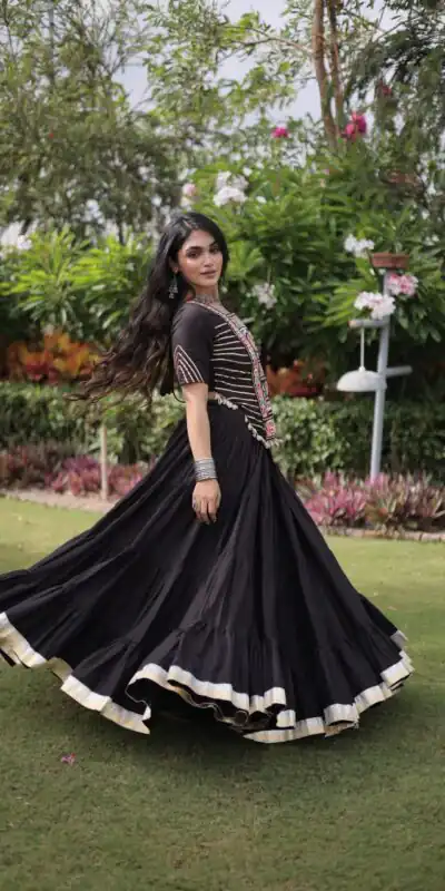 PKA 5078 Black Kora Cotton Lehenga Choli erfect for Wedding, Party, Haldi, Traditional Day, Makar Sankranti – . Special Price ₹2649. Delivery 4-6 Working | Lehenga, Bollywood Lehenga, Creative Lehenga, Designer Lehenga, Embroidered Lehenga, Party Wear Lehenga