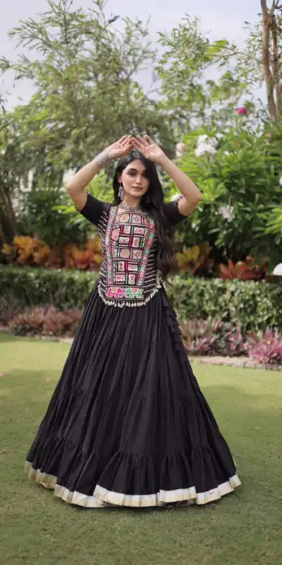 PKA 5078 Black Kora Cotton Lehenga Choli erfect for Wedding, Party, Haldi, Traditional Day, Makar Sankranti – . Special Price ₹2649. Delivery 4-6 Working | Lehenga, Bollywood Lehenga, Creative Lehenga, Designer Lehenga, Embroidered Lehenga, Party Wear Lehenga