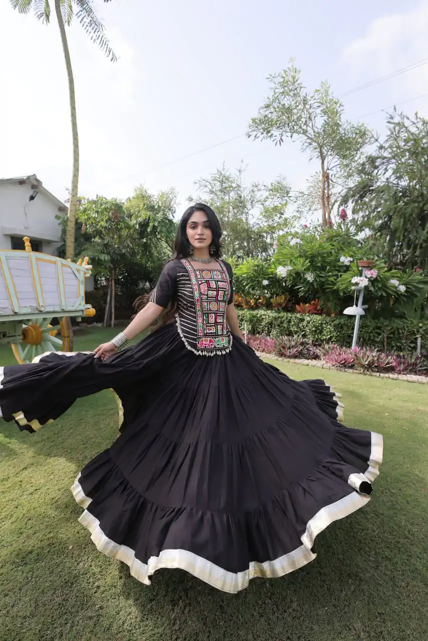PKA 5078 Black Kora Cotton Lehenga Choli erfect for Wedding, Party, Haldi, Traditional Day, Makar Sankranti – . Special Price ₹2649. Delivery 4-6 Working | Lehenga, Bollywood Lehenga, Creative Lehenga, Designer Lehenga, Embroidered Lehenga, Party Wear Lehenga