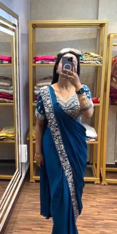 PST 1177 Blue Chinon Saree erfect for Wedding, Party, Baisakhi, Bridal Wear, Onam – . Special Price ₹2099. Delivery 4-6 Working Days. Shop now. | Designer Sarees, Modern Digital sarees, Sarees, Bollywood Sarees, Creative Sarees, Embroidered Sarees, Ethnic Saree, Party Wear Sarees