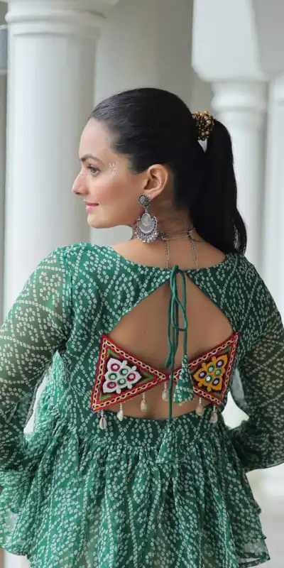 KA 1185 Green Bandhani Kurti. Perfect for Wedding, Party, Ethnic Day, Festival Celebrations, Sangeet – Get it for ₹1419. Delivery 4-6 Working Days. | Kurti, Bollywood Kurti, Creative Kurtis, Designer Kurti, Party Wear Kurti, Selfie Kurti