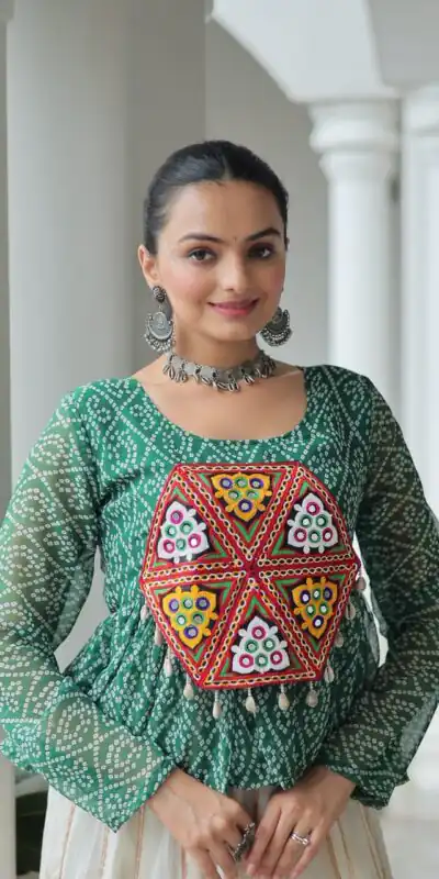 KA 1185 Green Bandhani Kurti. Perfect for Wedding, Party, Ethnic Day, Festival Celebrations, Sangeet – Get it for ₹1419. Delivery 4-6 Working Days. | Kurti, Bollywood Kurti, Creative Kurtis, Designer Kurti, Party Wear Kurti, Selfie Kurti