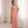 BB 72 Peach Crap Silk Saree with Sequins Work & Embroidery Work. Festive Deal ₹2399. Delivery 4-6 Working Days. Shop now. | Designer Sarees, Modern Digital sarees, Sarees, Bollywood Sarees, Creative Sarees, Embroidered Sarees, Ethnic Saree, Party Wear Sarees