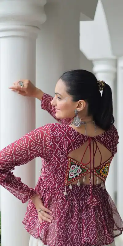 KA 1185 Pink Bandhani Kurti. Perfect for Wedding, Party, Ethnic Day, Festival Celebrations, Sangeet – Get it for ₹1419. Delivery 4-6 Working Days. | Kurti, Bollywood Kurti, Creative Kurtis, Designer Kurti, Party Wear Kurti, Selfie Kurti