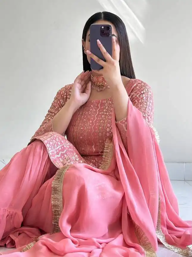 ZD 10010 Pink in Pink Fox Georgette. Sequins Work & Embroidery Work Salwar Suit Special Price ₹2399. Delivery 4-6 Working Days. Shop now. | Jump Suits, Salwar suit, Casual Suits, Creative suits, Designer Suits, Palazzo Suits, Party Wear Suits, Patiala Suits, Straight Suits