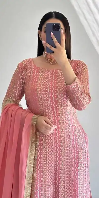 ZD 10010 Pink in Pink Fox Georgette. Sequins Work & Embroidery Work Salwar Suit Special Price ₹2399. Delivery 4-6 Working Days. Shop now. | Jump Suits, Salwar suit, Casual Suits, Creative suits, Designer Suits, Palazzo Suits, Party Wear Suits, Patiala Suits, Straight Suits