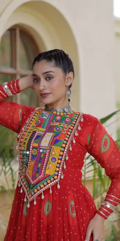 KA 1267 Red in Colour Faux Georgette Bandhani Print Work Gown. Available at ₹1919 only. Delivery 4-6 Working Days. Shop now. | Gowns, Bollywood Gowns, Creative Gowns, Designer Gowns, Embroidered Gowns, Party Wear Gowns