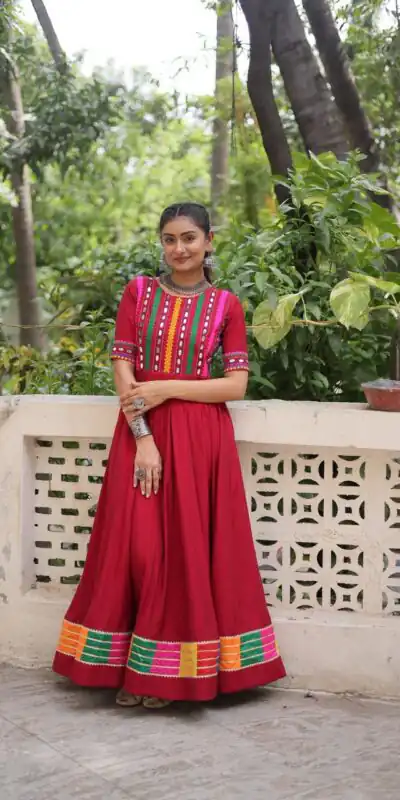 KA 1202 Red Roman Gown with Mirror Work. Wedding, Party, Festive, Events Get it for ₹2049. Delivery 4-6 Working Days. Shop now. | Gowns, Bollywood Gowns, Creative Gowns, Designer Gowns, Embroidered Gowns, Party Wear Gowns