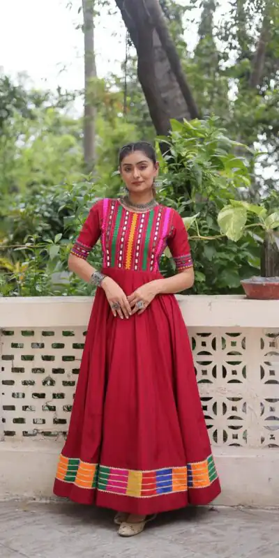 KA 1202 Red Roman Gown with Mirror Work. Wedding, Party, Festive, Events Get it for ₹2049. Delivery 4-6 Working Days. Shop now. | Gowns, Bollywood Gowns, Creative Gowns, Designer Gowns, Embroidered Gowns, Party Wear Gowns