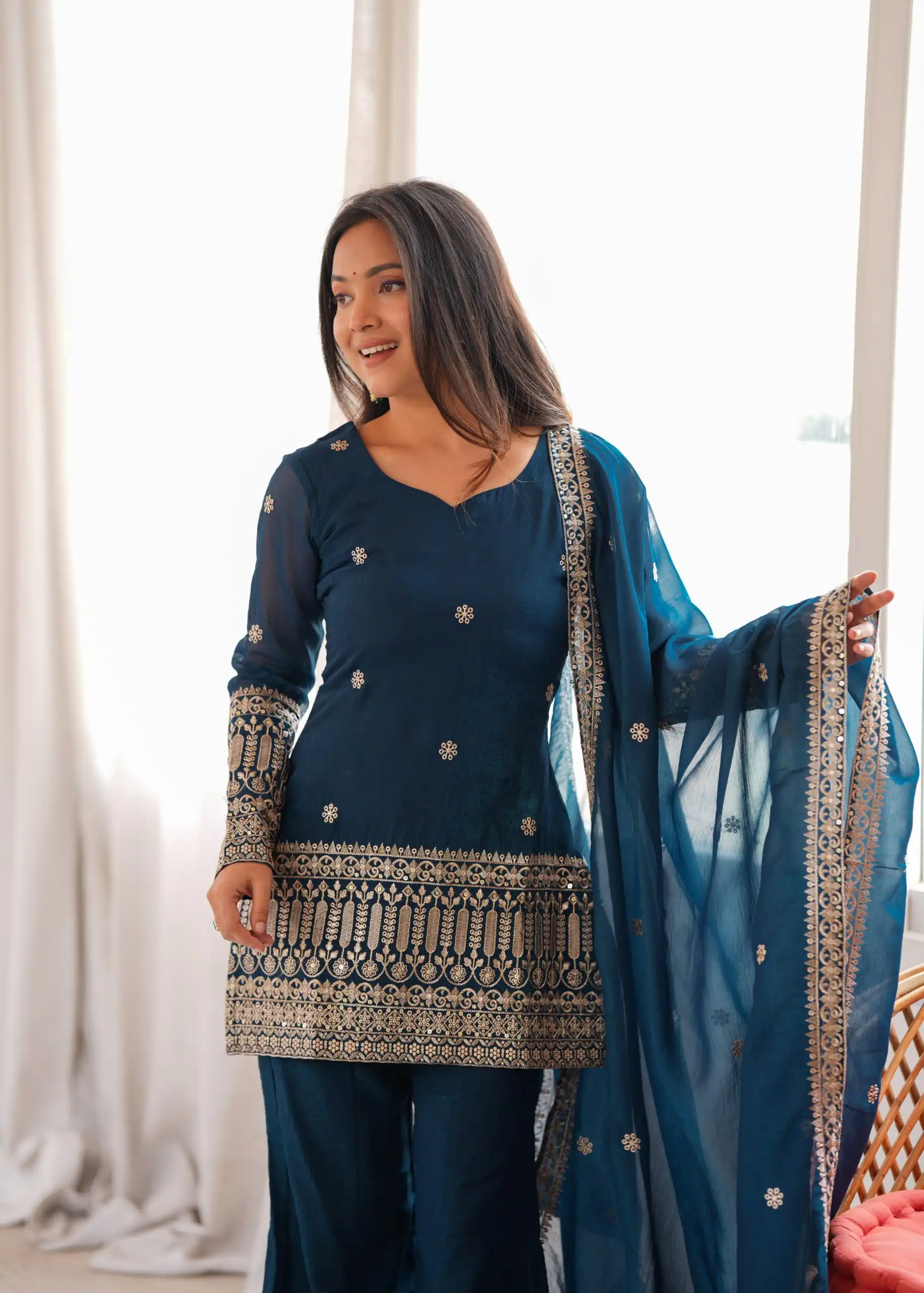 KB 309 Teal Blue | Teal Blue Crunchy Silk Salwar Suit with Sequins Work & Embroidery Work. Grab it for ₹2049. Delivery 4-6 Working Days. Shop now. | Jump Suits, Salwar suit, Casual Suits, Creative suits, Designer Suits, Palazzo Suits, Party Wear Suits, Patiala Suits, Straight Suits