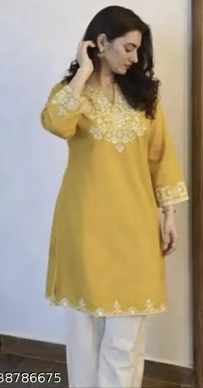 MF 1000 Yellow Colour Rayon Cotton Kurti with Embroidery Work. Introductory Price ₹1449. Delivery 4-6 Working Days. Shop now. | Kurti, Bollywood Kurti, Creative Kurtis, Designer Kurti, Party Wear Kurti, Selfie Kurti