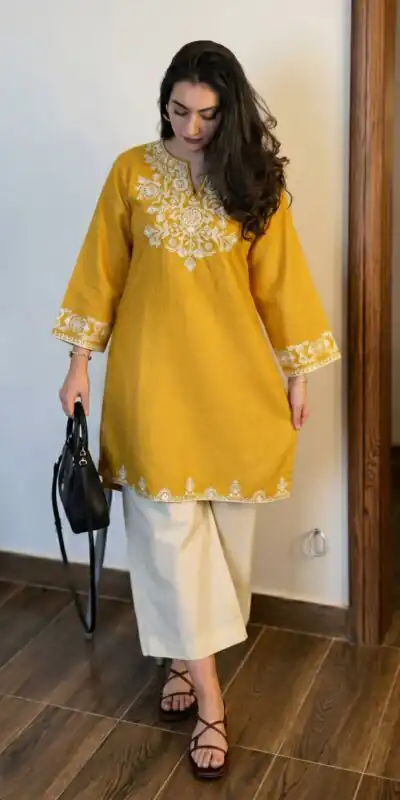 MF 1000 Yellow Colour Rayon Cotton Kurti with Embroidery Work. Introductory Price ₹1449. Delivery 4-6 Working Days. Shop now. | Kurti, Bollywood Kurti, Creative Kurtis, Designer Kurti, Party Wear Kurti, Selfie Kurti