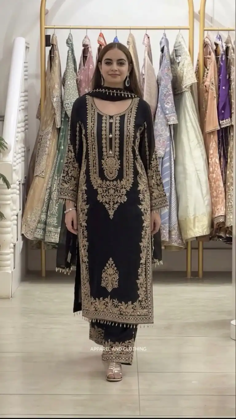SR 1716 Black Colour Faux Georgette Salwar Suit with Lace Work. Introductory Price ₹2449. Delivery 4-6 Working Days. Shop now. | Jump Suits, Salwar suit, Casual Suits, Creative suits, Designer Suits, Palazzo Suits, Party Wear Suits, Patiala Suits, Straight Suits