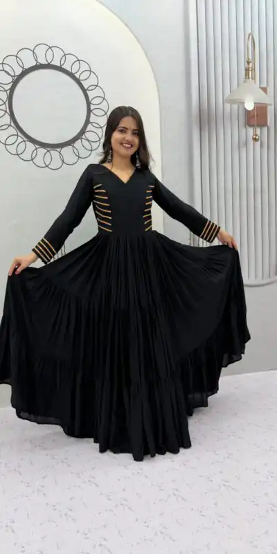 PC 590 Black in Color Pure Cotton ace Work Gown . Wedding, Party, Festive, Events Get it for ₹2449. Delivery 4-6 Working Days. Best Online Shop now. | Gowns, Bollywood Gowns, Creative Gowns, Designer Gowns, Embroidered Gowns, Party Wear Gowns