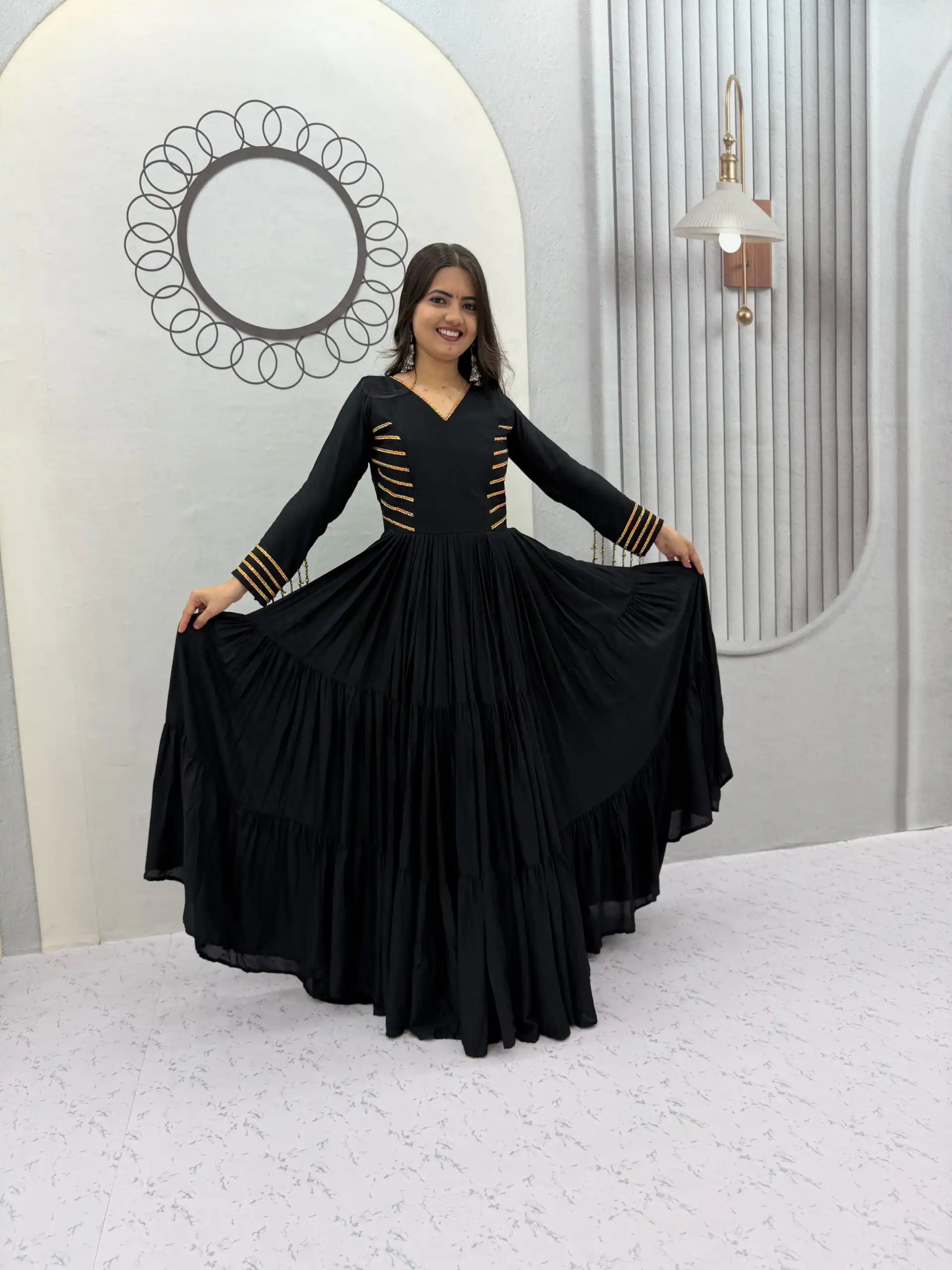 PC 590 Black in Color Pure Cotton ace Work Gown . Wedding, Party, Festive, Events Get it for ₹2449. Delivery 4-6 Working Days. Best Online Shop now. | Gowns, Bollywood Gowns, Creative Gowns, Designer Gowns, Embroidered Gowns, Party Wear Gowns