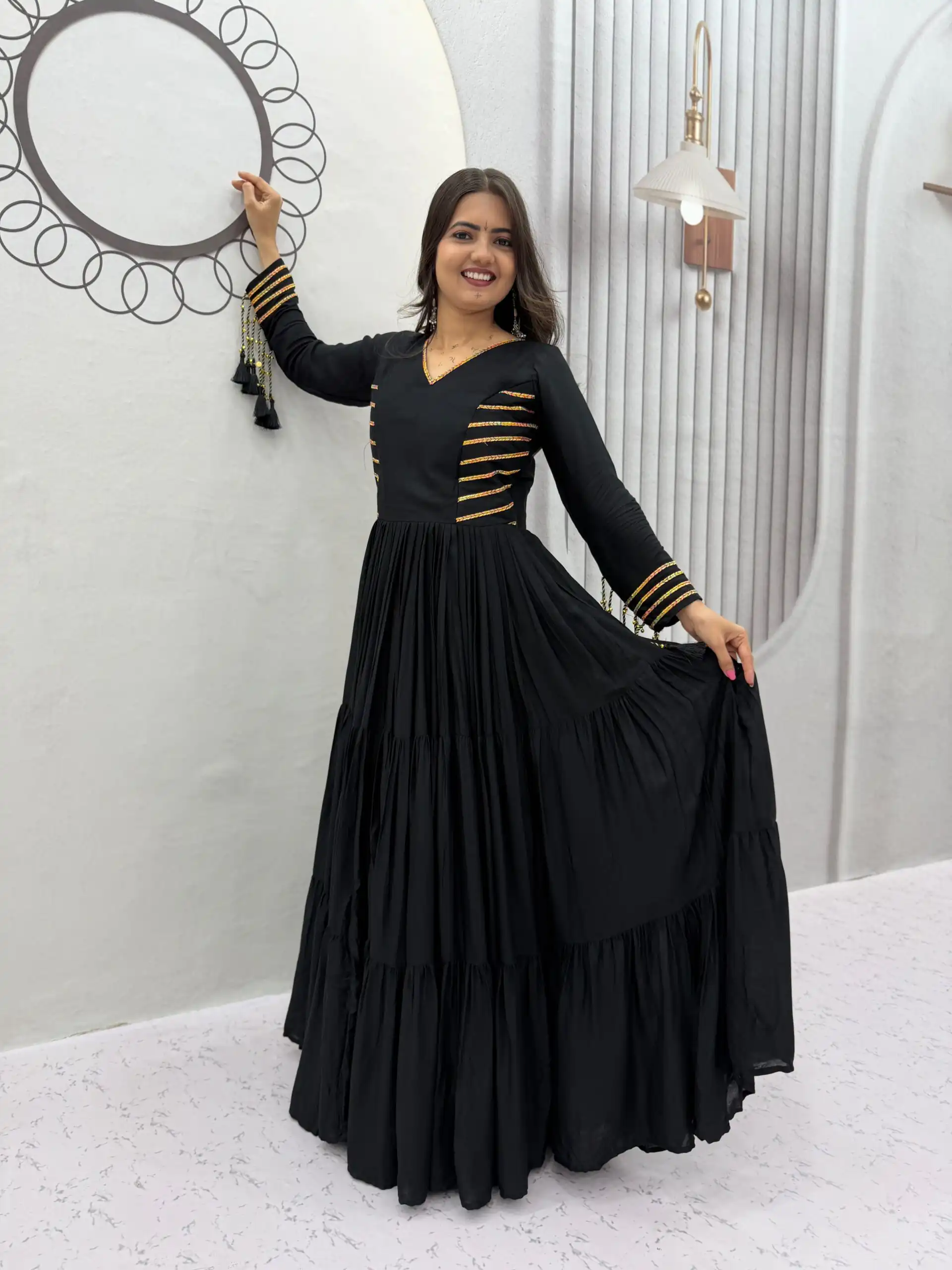 PC 590 Black in Color Pure Cotton ace Work Gown . Wedding, Party, Festive, Events Get it for ₹2449. Delivery 4-6 Working Days. Best Online Shop now. | Gowns, Bollywood Gowns, Creative Gowns, Designer Gowns, Embroidered Gowns, Party Wear Gowns