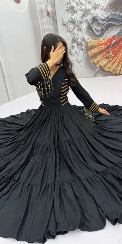 PC 590 Black in Color Pure Cotton ace Work Gown . Wedding, Party, Festive, Events Get it for ₹2449. Delivery 4-6 Working Days. Best Online Shop now. | Gowns, Bollywood Gowns, Creative Gowns, Designer Gowns, Embroidered Gowns, Party Wear Gowns