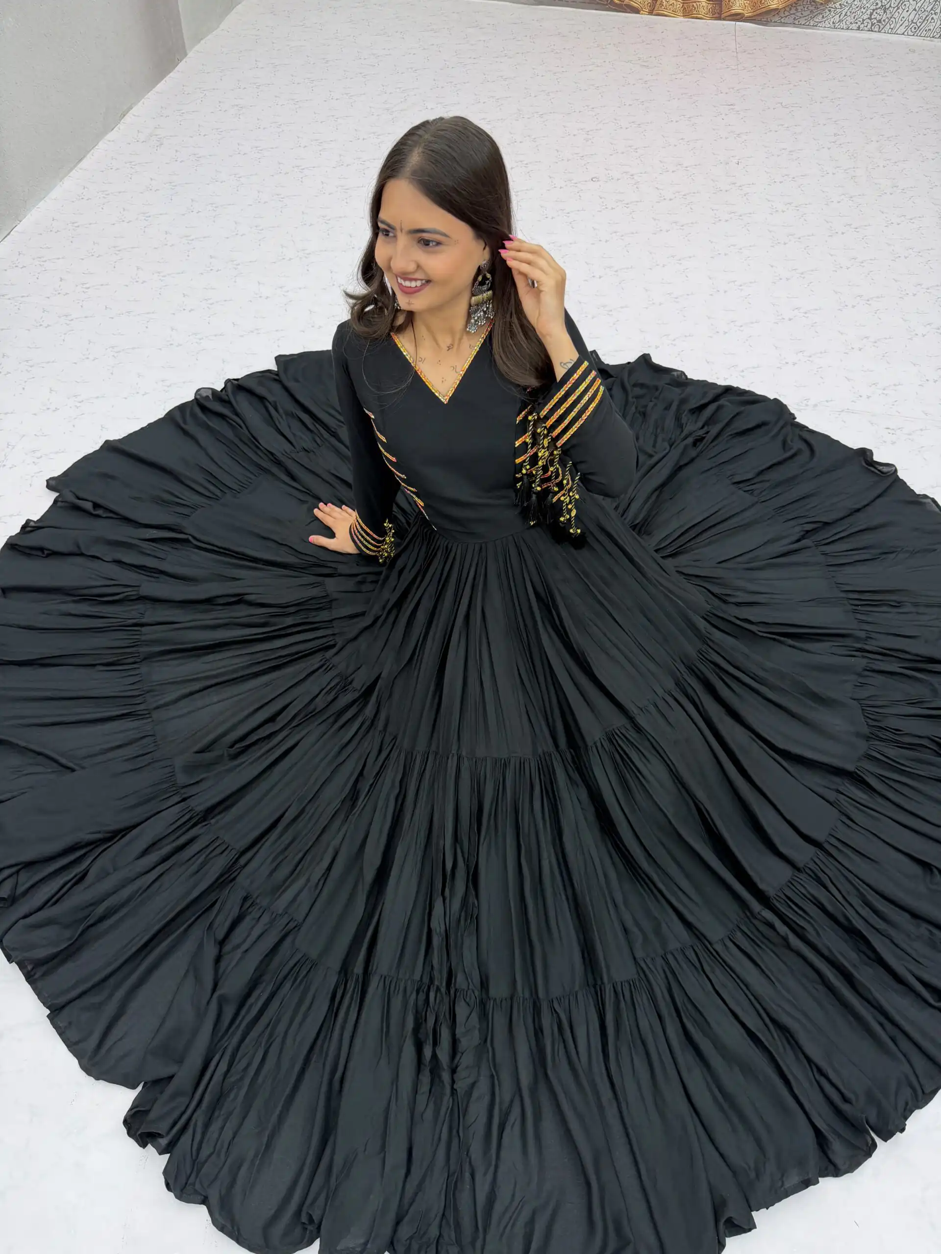 PC 590 Black in Color Pure Cotton ace Work Gown . Wedding, Party, Festive, Events Get it for ₹2449. Delivery 4-6 Working Days. Best Online Shop now. | Gowns, Bollywood Gowns, Creative Gowns, Designer Gowns, Embroidered Gowns, Party Wear Gowns
