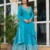 SP 08 Blue Color American Silk Gown with Designer Work. Exclusive Offer ₹2149. Delivery 4-6 Working Days. Online Shop now. | Gowns, Bollywood Gowns, Creative Gowns, Designer Gowns, Embroidered Gowns, Party Wear Gowns