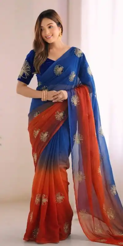 SC 1052 Blue Fendy Silk Saree Perfect for Wedding, Party, Baby Shower, Pongal, Housewarming – . Available at ₹1799 only. Delivery 4-6 Working Days. | Designer Sarees, Modern Digital sarees, Sarees, Bollywood Sarees, Creative Sarees, Embroidered Sarees, Ethnic Saree, Party Wear Sarees