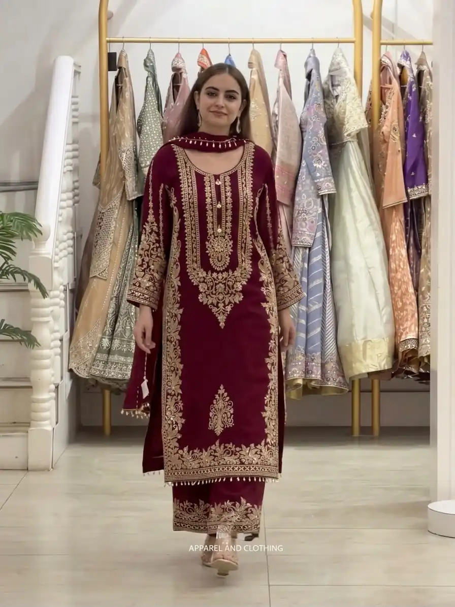 SR 1716 Maroon Colour Faux Georgette Salwar Suit with Lace Work. Introductory Price ₹2449. Delivery 4-6 Working Days. Shop now. | Jump Suits, Salwar suit, Casual Suits, Creative suits, Designer Suits, Palazzo Suits, Party Wear Suits, Patiala Suits, Straight Suits