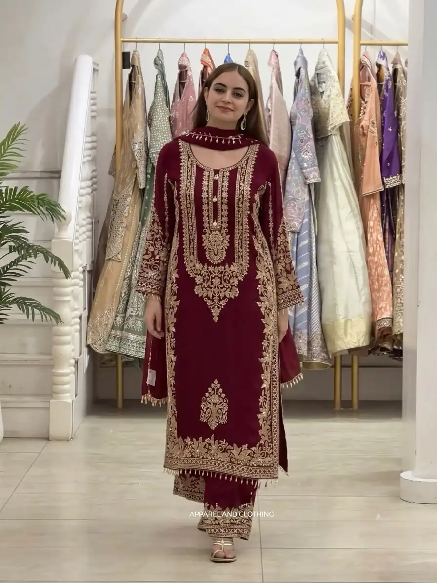 SR 1716 Maroon Colour Faux Georgette Salwar Suit with Lace Work. Introductory Price ₹2449. Delivery 4-6 Working Days. Shop now. | Jump Suits, Salwar suit, Casual Suits, Creative suits, Designer Suits, Palazzo Suits, Party Wear Suits, Patiala Suits, Straight Suits