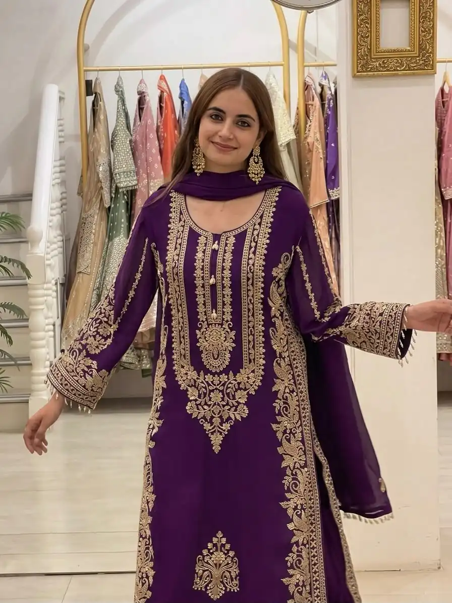 SR 1716 Purple Colour Faux Georgette Salwar Suit with Lace Work. Introductory Price ₹2449. Delivery 4-6 Working Days. Shop now. | Jump Suits, Salwar suit, Casual Suits, Creative suits, Designer Suits, Palazzo Suits, Party Wear Suits, Patiala Suits, Straight Suits