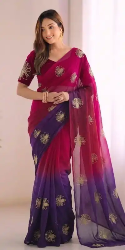 SC 1052 Purple Fendy Silk Saree Perfect for Wedding, Party, Baby Shower, Pongal, Housewarming – . Available at ₹1799 only. Delivery 4-6 Working Days. | Designer Sarees, Modern Digital sarees, Sarees, Bollywood Sarees, Creative Sarees, Embroidered Sarees, Ethnic Saree, Party Wear Sarees