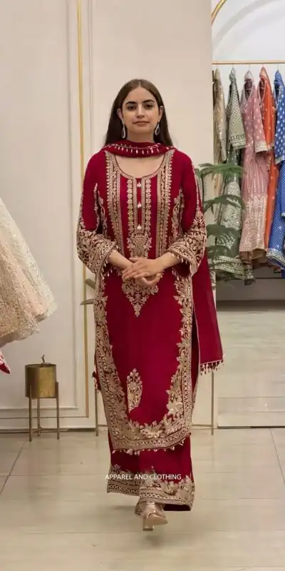 SR 1716 Red Colour Faux Georgette Salwar Suit with Lace Work. Introductory Price ₹2449. Delivery 4-6 Working Days. Shop now. | Jump Suits, Salwar suit, Casual Suits, Creative suits, Designer Suits, Palazzo Suits, Party Wear Suits, Patiala Suits, Straight Suits