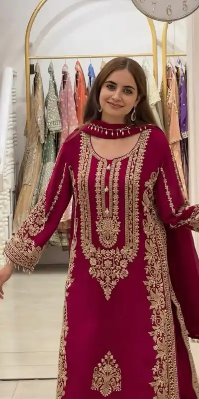 SR 1716 Red Colour Faux Georgette Salwar Suit with Lace Work. Introductory Price ₹2449. Delivery 4-6 Working Days. Shop now. | Jump Suits, Salwar suit, Casual Suits, Creative suits, Designer Suits, Palazzo Suits, Party Wear Suits, Patiala Suits, Straight Suits
