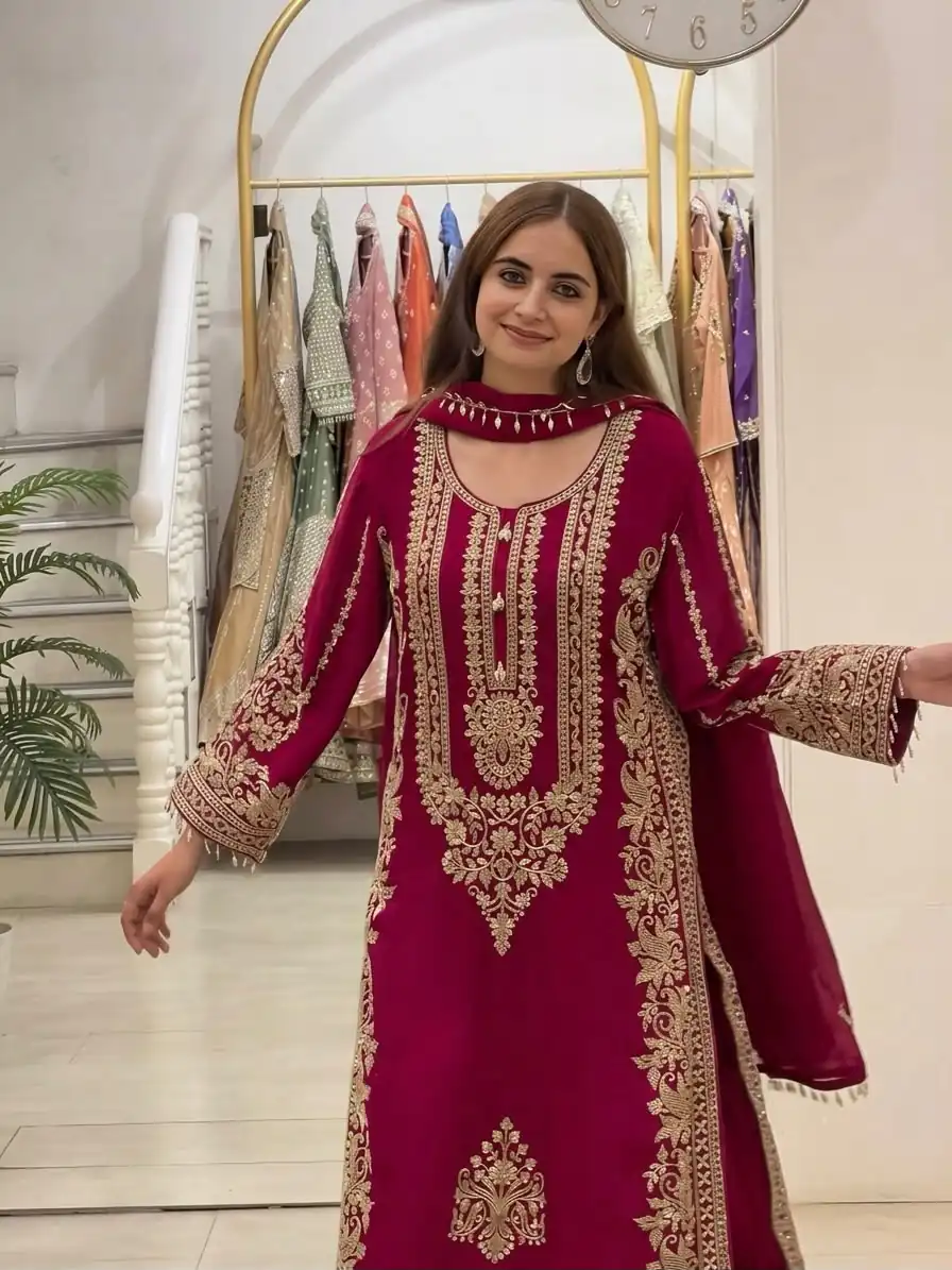SR 1716 Red Colour Faux Georgette Salwar Suit with Lace Work. Introductory Price ₹2449. Delivery 4-6 Working Days. Shop now. | Jump Suits, Salwar suit, Casual Suits, Creative suits, Designer Suits, Palazzo Suits, Party Wear Suits, Patiala Suits, Straight Suits