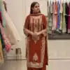 SR 1716 Rust Colour Faux Georgette Salwar Suit with Lace Work. Introductory Price ₹2449. Delivery 4-6 Working Days. Shop now. | Jump Suits, Salwar suit, Casual Suits, Creative suits, Designer Suits, Palazzo Suits, Party Wear Suits, Patiala Suits, Straight Suits