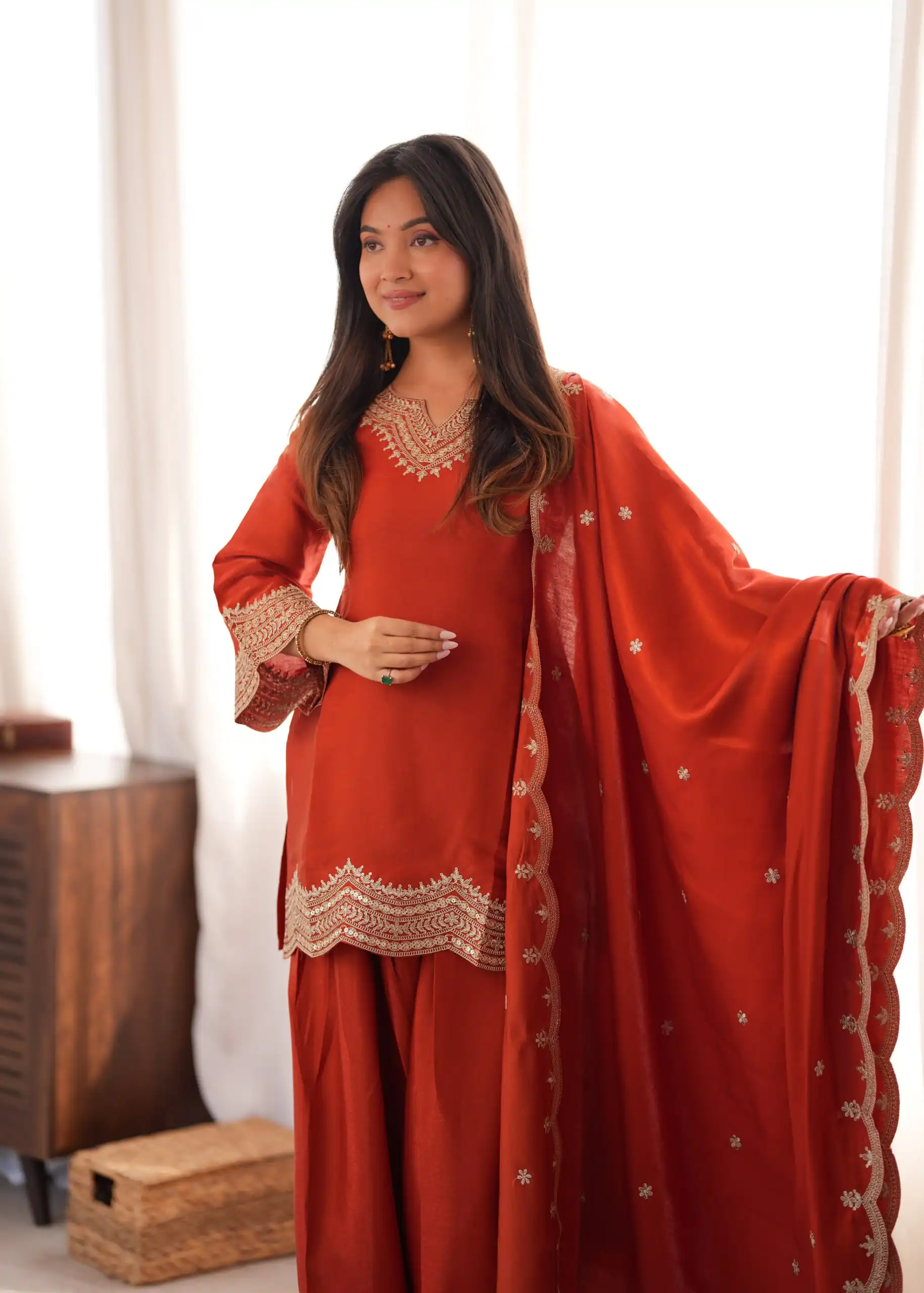 KB 307 Rust in Glass Roman Silk. Sequins Work & Embroidery Work Salwar Suit Festive Deal ₹1999. Delivery 4-6 Working Days. Shop now. | Jump Suits, Salwar suit, Casual Suits, Creative suits, Designer Suits, Palazzo Suits, Party Wear Suits, Patiala Suits, Straight Suits