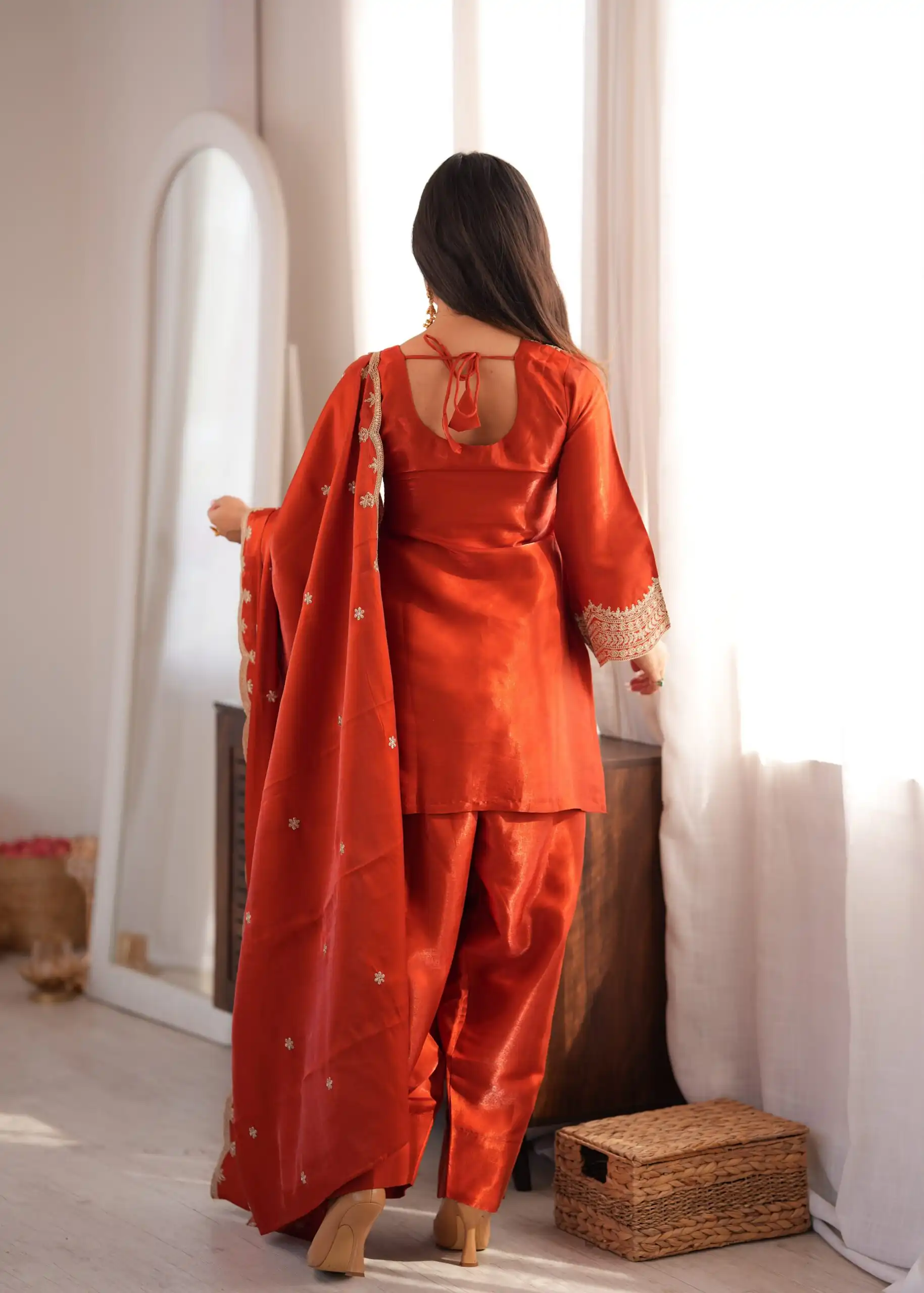 KB 307 Rust in Glass Roman Silk. Sequins Work & Embroidery Work Salwar Suit Festive Deal ₹1999. Delivery 4-6 Working Days. Shop now. | Jump Suits, Salwar suit, Casual Suits, Creative suits, Designer Suits, Palazzo Suits, Party Wear Suits, Patiala Suits, Straight Suits
