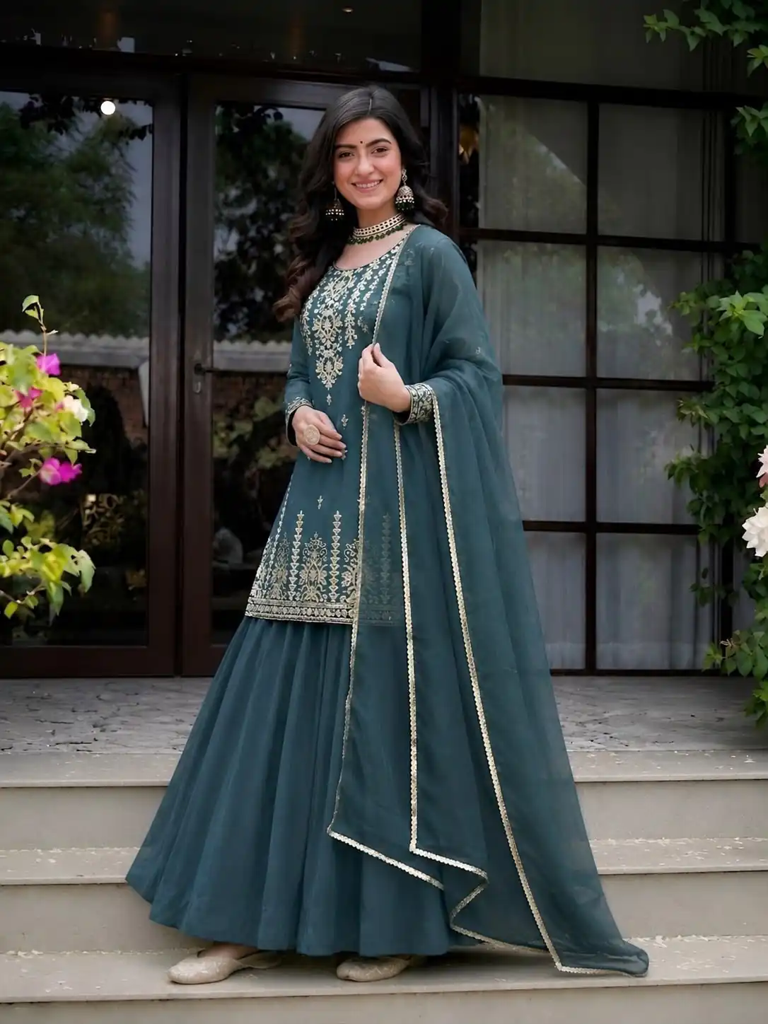 MD 3101 Teal Roman Cotton Lehenga Choli. Perfect for Wedding, Party, Makar Sankranti, Pooja, Anniversary – Grab it for ₹2099. Delivery 4-6 Working Day | Lehenga, Bollywood Lehenga, Creative Lehenga, Designer Lehenga, Embroidered Lehenga, Party Wear Lehenga