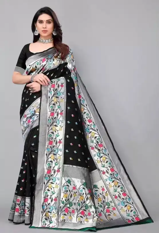 KPR 295 Black Soft Lichi Silk Cloth Saree Perfect for Wedding, Party, Family Gatherings, Sangeet, Ethnic Day – . Festive Deal ₹1449. Delivery 4-6 Workin | Designer Sarees, Modern Digital sarees, Sarees, Bollywood Sarees, Creative Sarees, Embroidered Sarees, Ethnic Saree, Party Wear Sarees