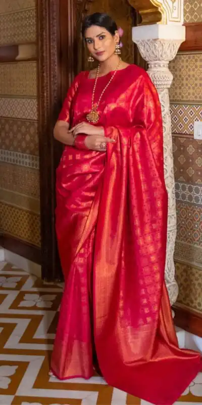KPR 237 Red Soft Lichi Silk Cloth Saree Perfect for Wedding, Party, Family Gatherings, Sangeet, Ethnic Day – . Festive Deal ₹1299. Delivery 4-6 Workin | Designer Sarees, Modern Digital sarees, Sarees, Bollywood Sarees, Creative Sarees, Embroidered Sarees, Ethnic Saree, Party Wear Sarees