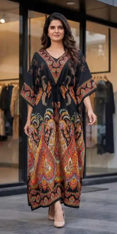 INLI Kaftan vol 7.0 Trendy Black Red French Crape Prints Kaftan Kurti . Get it for ₹1399. Delivery 4-6 Working Days. Shop now. | Kurti, Bollywood Kurti, Creative Kurtis, Designer Kurti, Party Wear Kurti, Selfie Kurti