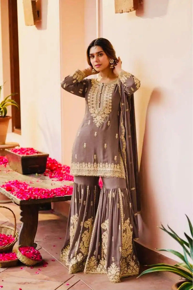 ZC 3 Idiots Brown Faux Georgette Salwar Suit with Lace Work & Embroidery Work. Introductory Price ₹2399. Delivery 4-6 Working Days. Shop now. | Jump Suits, Salwar suit, Casual Suits, Creative suits, Designer Suits, Palazzo Suits, Party Wear Suits, Patiala Suits, Straight Suits