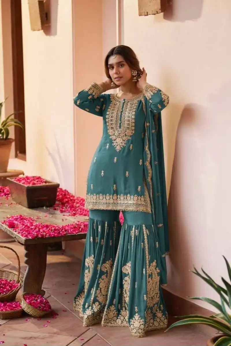 ZC 3 Idiots Teal Faux Georgette Salwar Suit with Lace Work & Embroidery Work. Introductory Price ₹2399. Delivery 4-6 Working Days. Shop now. | Jump Suits, Salwar suit, Casual Suits, Creative suits, Designer Suits, Palazzo Suits, Party Wear Suits, Patiala Suits, Straight Suits
