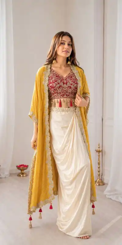 Perfect for Wedding, Party, Festival Celebrations, Holi, Pooja – BB 48 Yellow Yellow Crepe Silk Dhoti Suit. Introductory Price ₹2099. Delivery 4-6 Working | Jump Suits, Salwar suit, Casual Suits, Creative suits, Designer Suits, Palazzo Suits, Party Wear Suits, Patiala Suits, Straight Suits