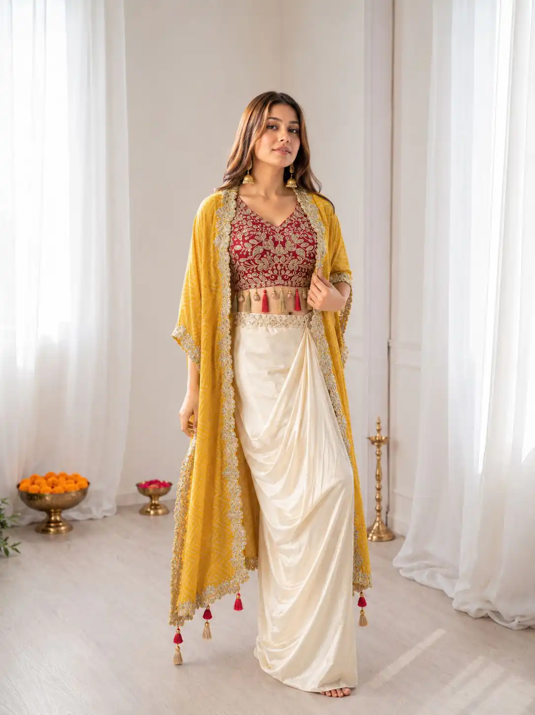 Perfect for Wedding, Party, Festival Celebrations, Holi, Pooja – BB 48 Yellow Yellow Crepe Silk Dhoti Suit. Introductory Price ₹2099. Delivery 4-6 Working | Jump Suits, Salwar suit, Casual Suits, Creative suits, Designer Suits, Palazzo Suits, Party Wear Suits, Patiala Suits, Straight Suits