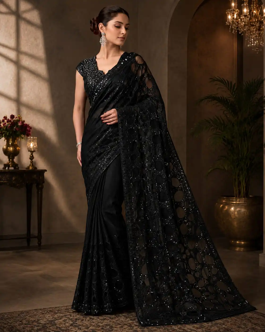 DF 3489 Black Butterfly Net Saree Sequence with Work & Zari Work. Introductory Price ₹1899. Delivery 4-6 Working Days. Shop now. | Designer Sarees, Modern Digital sarees, Sarees, Bollywood Sarees, Creative Sarees, Embroidered Sarees, Ethnic Saree, Party Wear Sarees