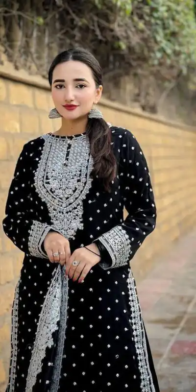 ZB 5064 Black Faux Georgette Salwar Suit with Embroidery Work. Available at ₹2049 only. Delivery 4-6 Working Days. Shop now. | Jump Suits, Salwar suit, Casual Suits, Creative suits, Designer Suits, Palazzo Suits, Party Wear Suits, Patiala Suits, Straight Suits