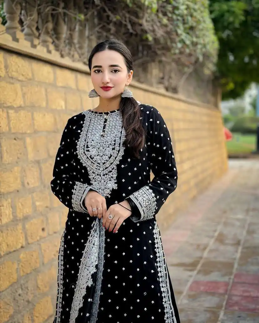 ZB 5064 Black Faux Georgette Salwar Suit with Embroidery Work. Available at ₹2049 only. Delivery 4-6 Working Days. Shop now. | Jump Suits, Salwar suit, Casual Suits, Creative suits, Designer Suits, Palazzo Suits, Party Wear Suits, Patiala Suits, Straight Suits