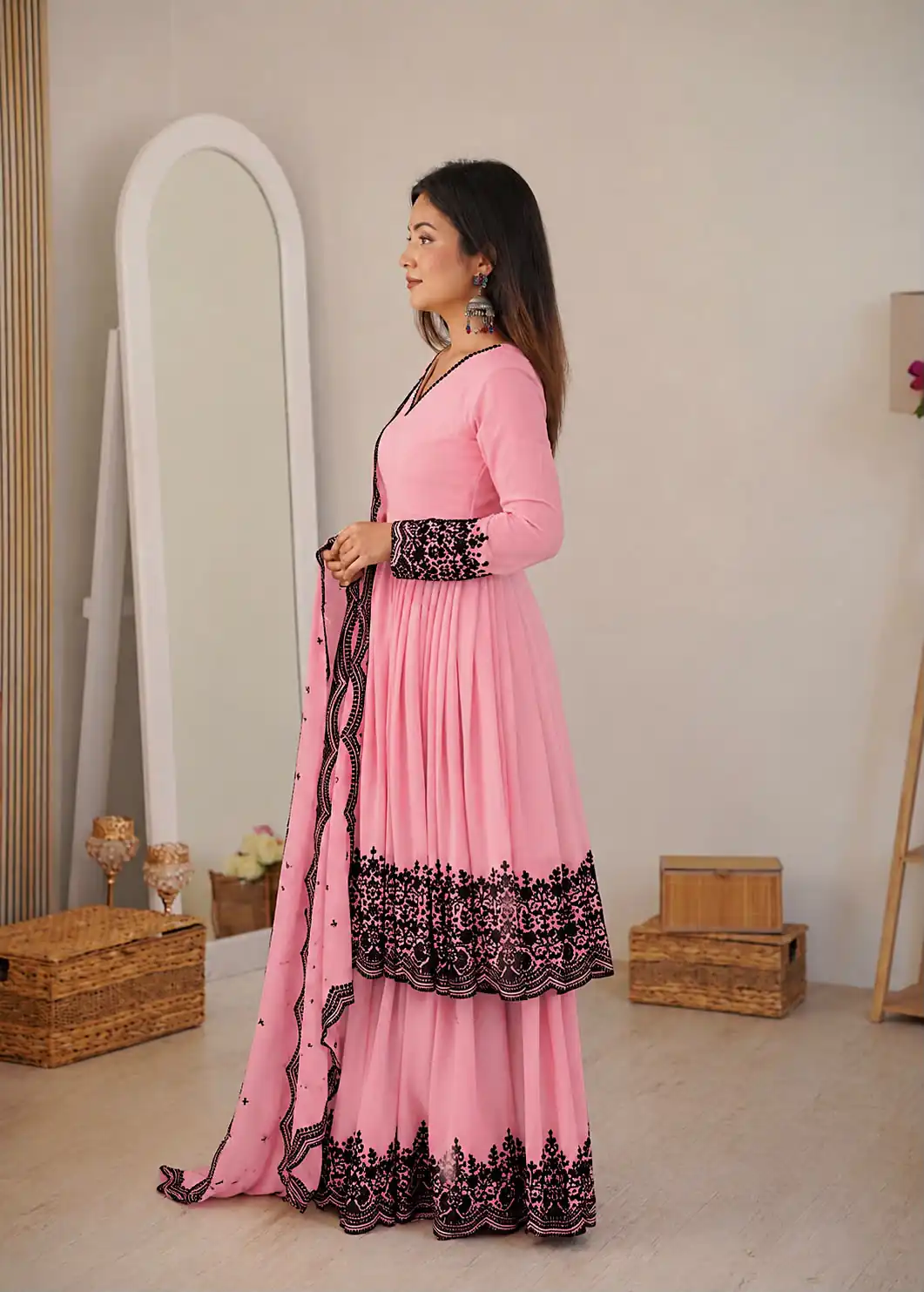 SP 71 Dusty Pink Faux Georgette Salwar Suit with Embroidery Work. Available at ₹2499 only. Delivery 4-6 Working Days. Shop now. | Jump Suits, Salwar suit, Casual Suits, Creative suits, Designer Suits, Palazzo Suits, Party Wear Suits, Patiala Suits, Straight Suits