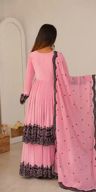 SP 71 Dusty Pink Faux Georgette Salwar Suit with Embroidery Work. Available at ₹2499 only. Delivery 4-6 Working Days. Shop now. | Jump Suits, Salwar suit, Casual Suits, Creative suits, Designer Suits, Palazzo Suits, Party Wear Suits, Patiala Suits, Straight Suits