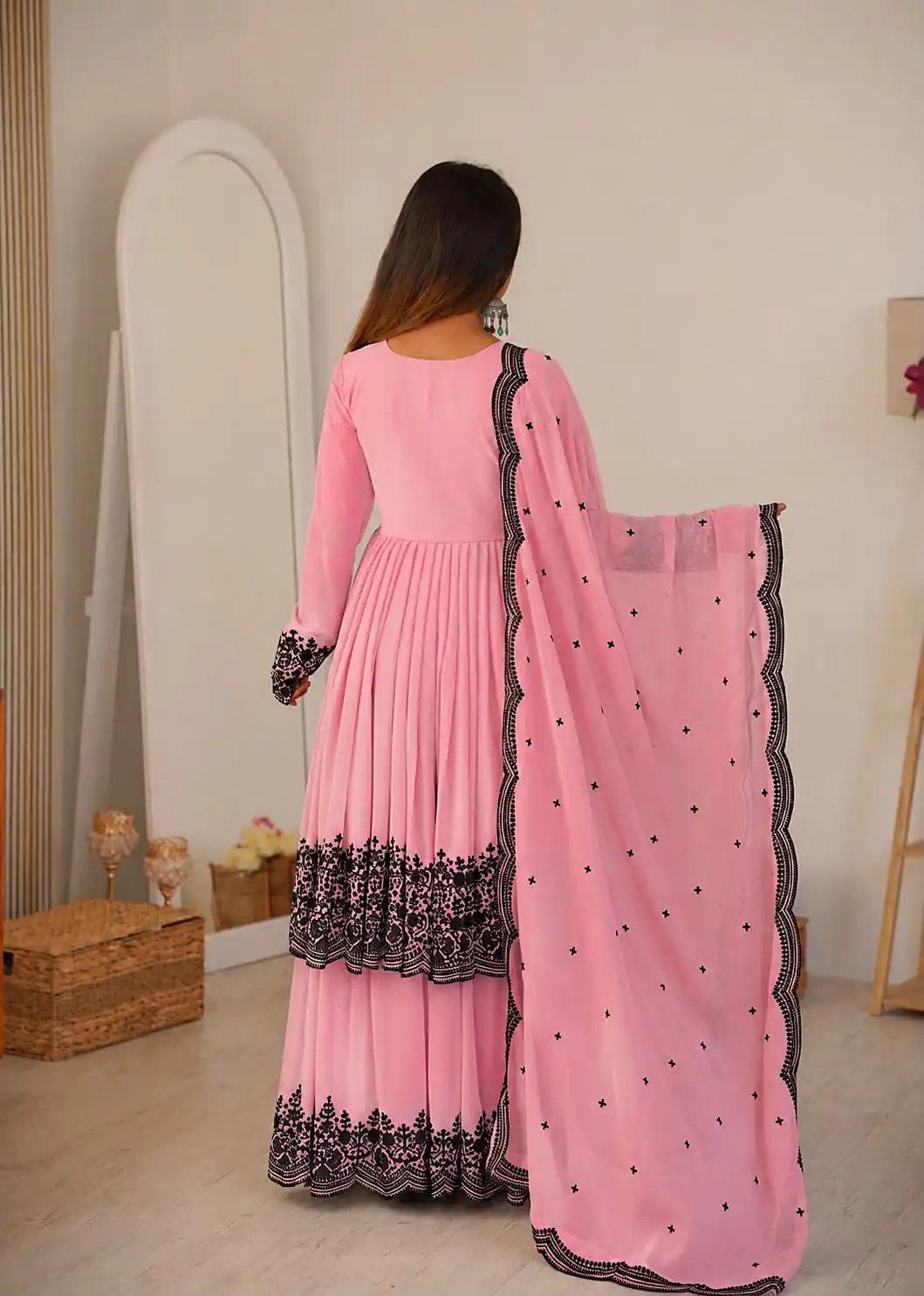 SP 71 Dusty Pink Faux Georgette Salwar Suit with Embroidery Work. Available at ₹2499 only. Delivery 4-6 Working Days. Shop now. | Jump Suits, Salwar suit, Casual Suits, Creative suits, Designer Suits, Palazzo Suits, Party Wear Suits, Patiala Suits, Straight Suits