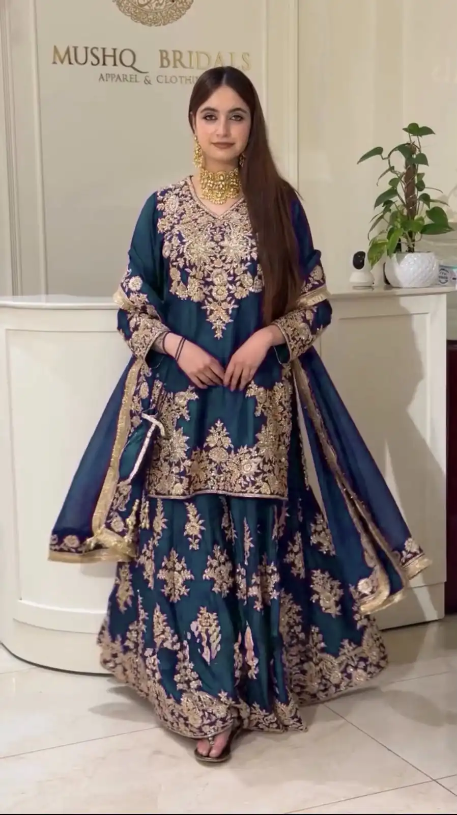 Aglow Rama Chinon Silk Embroidery Work Salwar Suit