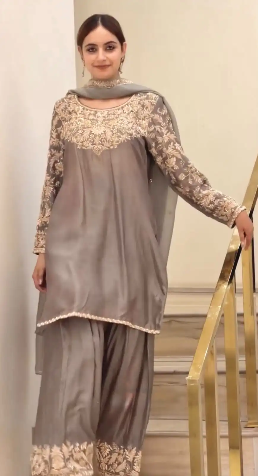 Angelic Grey Chinon Silk Embroider Work Salwar Suit - Image 6